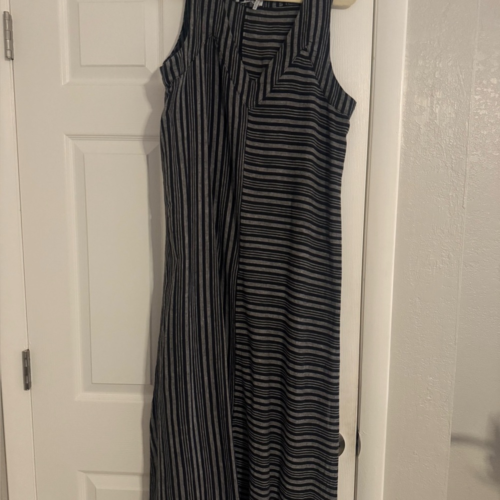 Striped Black and Gray Sleeveless Dress